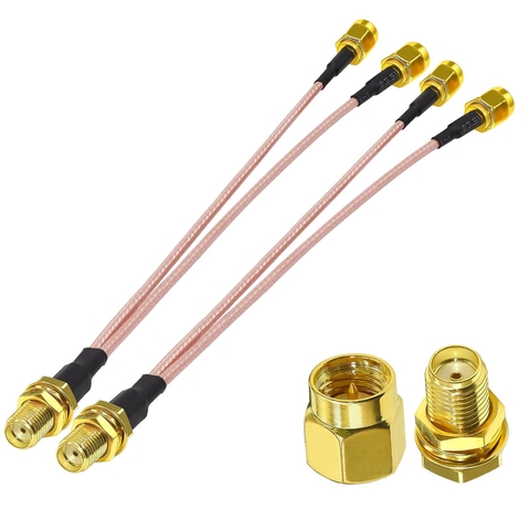 Cáp chia đầu SMA cái sang 2 đực cho Anten sóng wifi Bộ đàm - SMA plug coaxial cable splitter for network devices, walkie-talkies, radios, and drones.