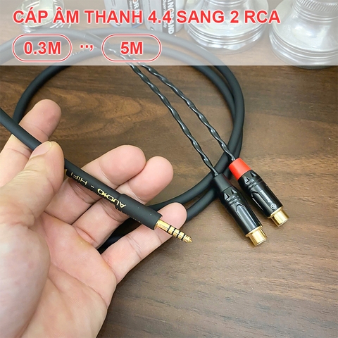 Dây 4.4 balanced sang 2 đầu bông sen cái chuyển âm thanh từ DAC AMP sang Loa Âm ly