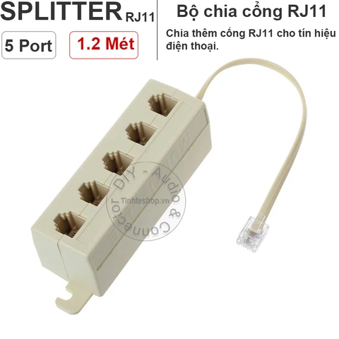 Bộ chia cổng RJ11 5 port cho điện thoại bàn - RJ11 spliiter 5 port 6P4C
