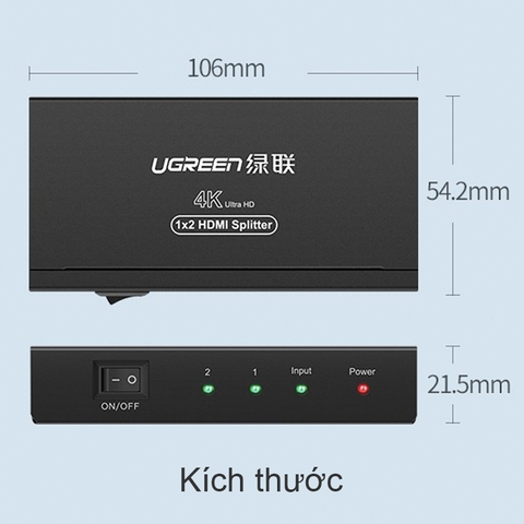 Bộ chia cổng HDMI 1 ra 2 hỗ trợ 4K Ugreen 40201 - HDMI splitter 2 port support 4K