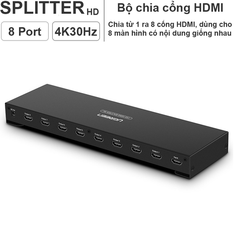 Bộ chia cổng HDMI 1 ra 2 hỗ trợ 4K Ugreen 40201 - HDMI splitter 2 port support 4K