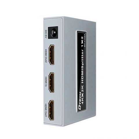 Đầu chia cổng HDMI 1 ra 2 4K2K DTECH DT-7142 - 2-port 4K HD splitter with metal casing for maximum heat dissipation.