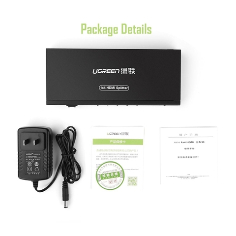 Bộ chia HD 4 cổng hỗ trợ 4K 3D Ugreen 40202 - 1x4 HDMI amplifier splitter support 4K30Hz