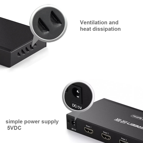 Bộ chia HD 4 cổng hỗ trợ 4K 3D Ugreen 40202 - 1x4 HDMI amplifier splitter support 4K30Hz