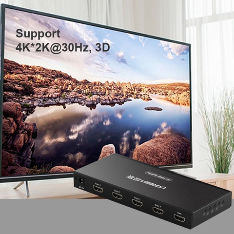 Bộ chia HD 4 cổng hỗ trợ 4K 3D Ugreen 40202 - 1x4 HDMI amplifier splitter support 4K30Hz