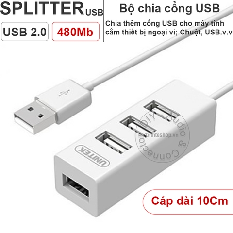 Bộ chia USB 4 cổng V2.0 - USB HUB 2.0 4 port Unitek Y-2140 cáp dài 80Cm