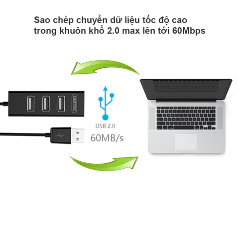 Bộ chia USB 4 cổng V2.0 - USB HUB 2.0 4 port Unitek Y-2140 cáp dài 80Cm