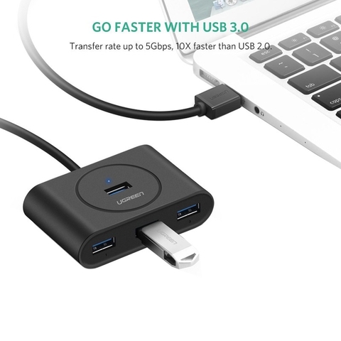 Bộ chia 4 cổng USB 3.0 Ugreen CR113 20290 cáp dài 50Cm có hỗ trợ nguồn ngoài