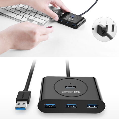 Bộ chia 4 cổng USB 3.0 Ugreen CR113 20290 cáp dài 50Cm có hỗ trợ nguồn ngoài