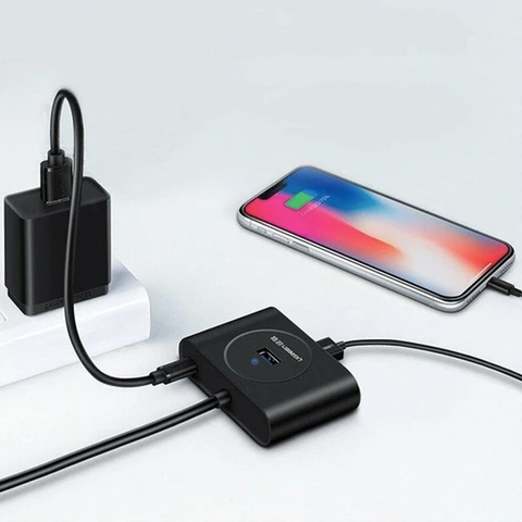 Bộ chia 4 cổng USB 3.0 Ugreen CR113 20290 cáp dài 50Cm có hỗ trợ nguồn ngoài