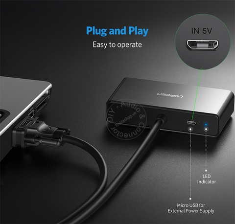 Dây chia VGA 1 ra 2 Ugreen 40254 - 250MHz 2-port VGA splitter