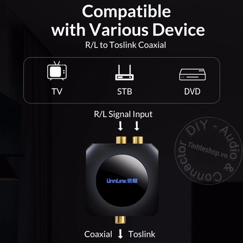 Bộ chuyền âm thanh AV sang quang coaxial cho loa Soundbar - Analog to digital