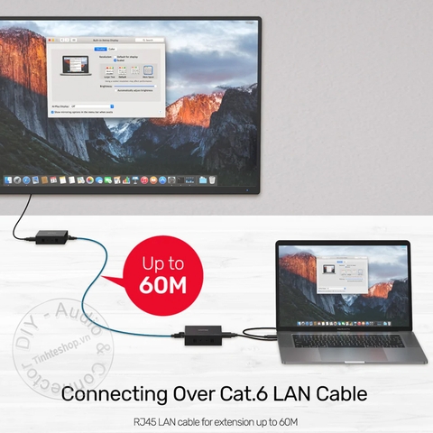 Bộ khuếch đại HDMI qua cáp mạng 60 mét Unitek V100A - HDMI Extender Over Ethernet support 4K