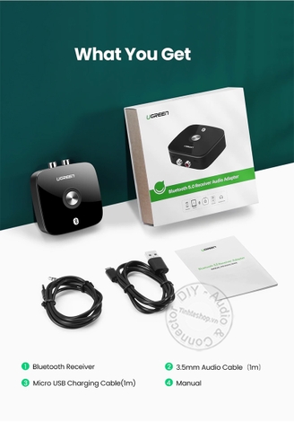Bộ nhận âm thanh bluetooth cho Loa Âm ly Ugreen CM106 40759 - Bluetooth receiver 5.0