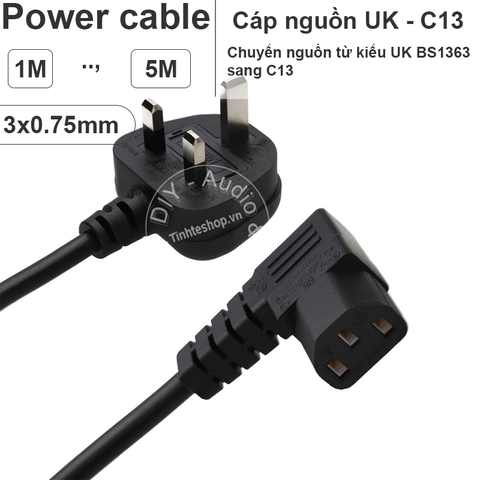 Dây nguồn I-SHENG chuẩn Anh BS1363 sang C13 vuông góc 1.8 mét