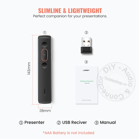 Bút trình chiếu laser Ugreen 60327- Office wireless presentation remote