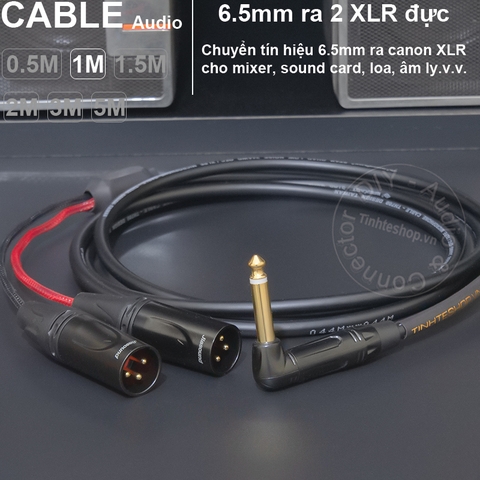Dây 6 ly sang 2 canon đực DIY 0.5 đến 5 mét - 6.35mm mono to 2 XLR male audio cable
