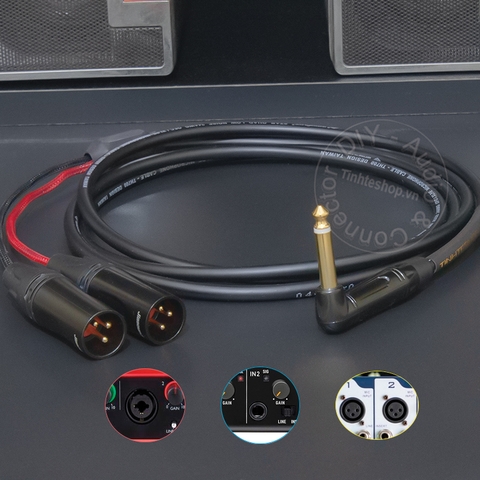 Dây 6 ly sang 2 canon đực DIY 0.5 đến 5 mét - 6.35mm mono to 2 XLR male audio cable