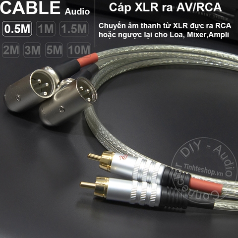 Dây Canon ra AV 1 cặp DIY 0.5M đến 5M - Cáp XLR đực sang AV vuông góc