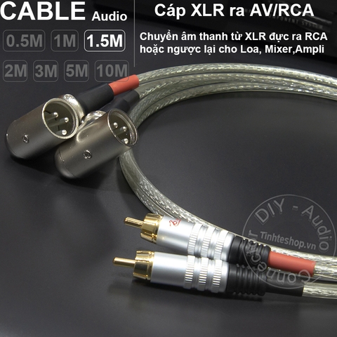 Dây Canon ra AV 1 cặp DIY 0.5M đến 5M - Cáp XLR đực sang AV vuông góc
