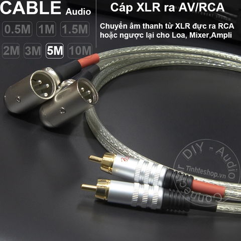 Dây Canon ra AV 1 cặp DIY 0.5M đến 5M - Cáp XLR đực sang AV vuông góc