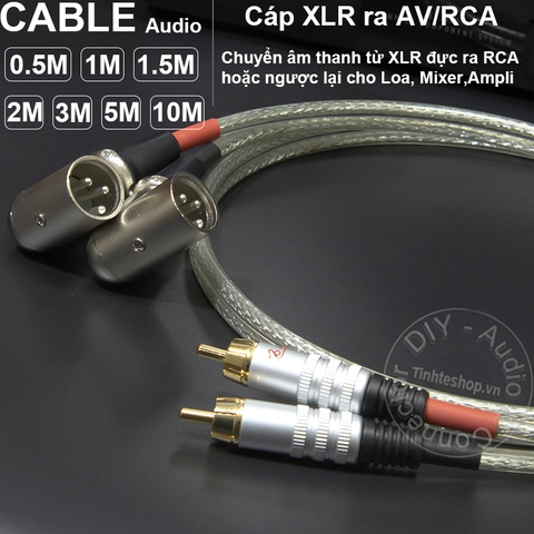 Dây Canon ra AV 1 cặp DIY 0.5M đến 5M - Cáp XLR đực sang AV vuông góc