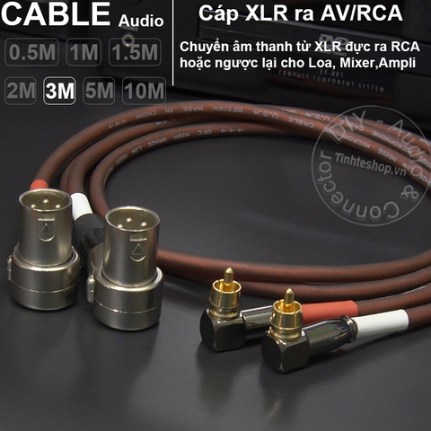Cặp dây canon đực sang hoa sen DIY 0.5M đến 10M - XLR male to RCA cable
