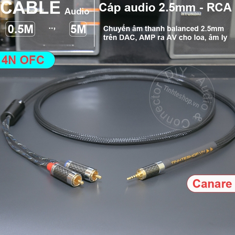 Dây 2.5mm sang 2 đầu RCA R-L lõi đồng 6N mạ bạc