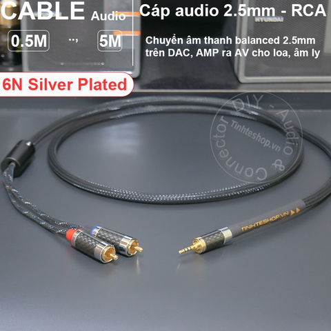 Dây 2.5mm sang 2 đầu RCA R-L lõi đồng 6N mạ bạc