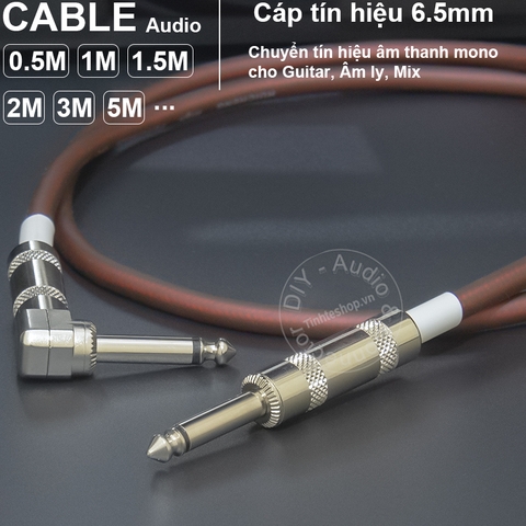 Dây jack 6ly 2 đầu cong 0.2 đến 20 mét - DIY 90 degree elbow mono 6.5mm audio cable