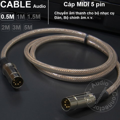 Cáp MIDI DIN 5 pin cho nhạc cụ đàn âm thanh Châu Âu DIY 0.5M đến 5M - MIDI DIN 5pin male cable