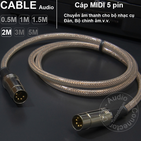Cáp MIDI DIN 5 pin cho nhạc cụ đàn âm thanh Châu Âu DIY 0.5M đến 5M - MIDI DIN 5pin male cable