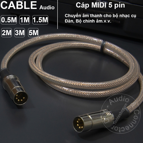 Cáp MIDI DIN 5 pin cho nhạc cụ đàn âm thanh Châu Âu DIY 0.5M đến 5M - MIDI DIN 5pin male cable