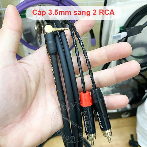 Cáp âm thanh 3.5 ra 2 đầu AV hiệu suất cao DIY 0.5 đến 10 mét - 1/8 to 2 RCA cable