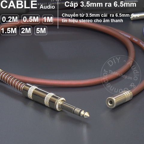 Cáp 3.5 sang 6.5 stereo DIY dài 0.2 mét đến 5 mét - 6.5mm male to 3.5mm female cable