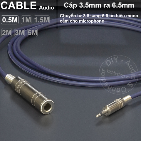 Cáp nối 3.5 ra 6.5 mono cho microphone Máy trợ giảng Loa kéo DIY 0.5M đến 5M