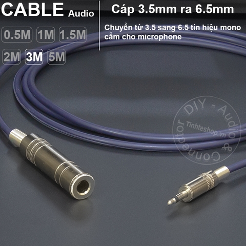 Cáp nối 3.5 ra 6.5 mono cho microphone Máy trợ giảng Loa kéo DIY 0.5M đến 5M