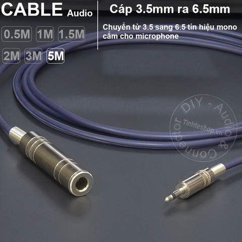 Cáp nối 3.5 ra 6.5 mono cho microphone Máy trợ giảng Loa kéo DIY 0.5M đến 5M