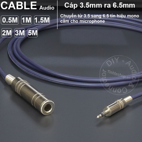 Cáp nối 3.5 ra 6.5 mono cho microphone Máy trợ giảng Loa kéo DIY 0.5M đến 5M