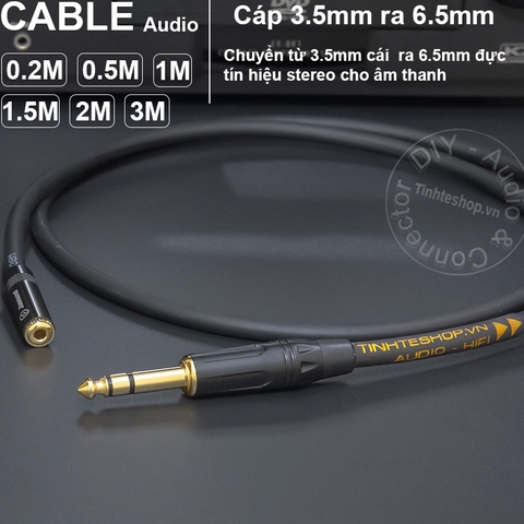 Dây 3.5 ra 6.5 stereo DIY 0.2M đến 3M - Cáp 6.5mm đực ra 3.5mm cái