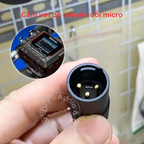 3.5 sang canon bẻ góc chữ L xoay được các hướng cắm Micro không dây vào Mixer Camera - 1/8'' to XLR male right-angle swivel connector.