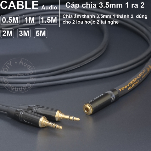 Dây chia 3.5 cái sang 2 đực DIY 0.5 đến 5 mét - 3.5mm female to 2 3.5mm male stereo cable