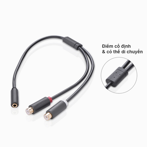 Cáp chia audio 3.5mm cái ra 2 đầu AV RCA cái 25Cm Ugreen 10562