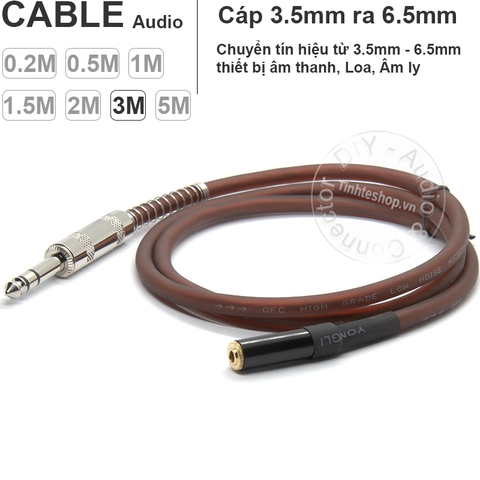 Cáp 3.5 ly sang 6.5 ly stereo DIY 0.2M đến 5M - 3.5m female to 6.35mm female cable