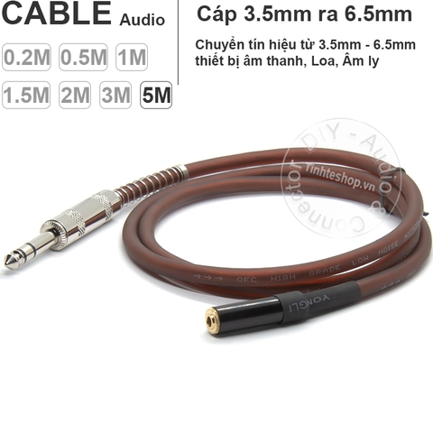 Cáp 3.5 ly sang 6.5 ly stereo DIY 0.2M đến 5M - 3.5m female to 6.35mm female cable