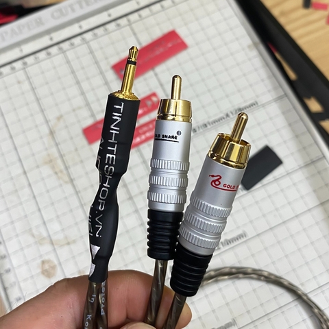 Cáp 3.5 mono ra 2 AV chuyển từ Catsettle ra Loa Âm ly 0.2 đến 5 mét - DIY 3.5mm mono to 2 RCA audio cable