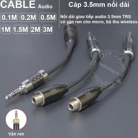 Cáp 3.5 nối dài vặn ren cho micro 0.1 đến 5 mét - 3.5mm stereo cable with lock for microphone