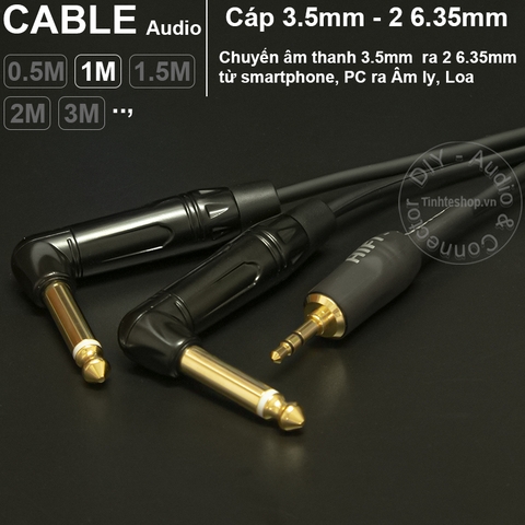 Dây 3.5 sang 2 đầu 6.5 DIY dài 0.5 đến 10 mét - 3.5mm x2 6.35mm cable