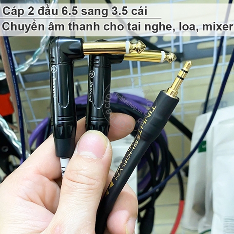 Dây 3.5 sang 2 đầu 6.5 chuyển âm thanh từ Điện thoại Máy tính sang Loa kiểm âm Mixer