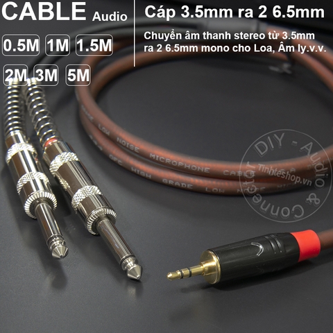 Cáp 3.5mm ra 2 đầu 6.5mm DIY 0.5M đến 10M